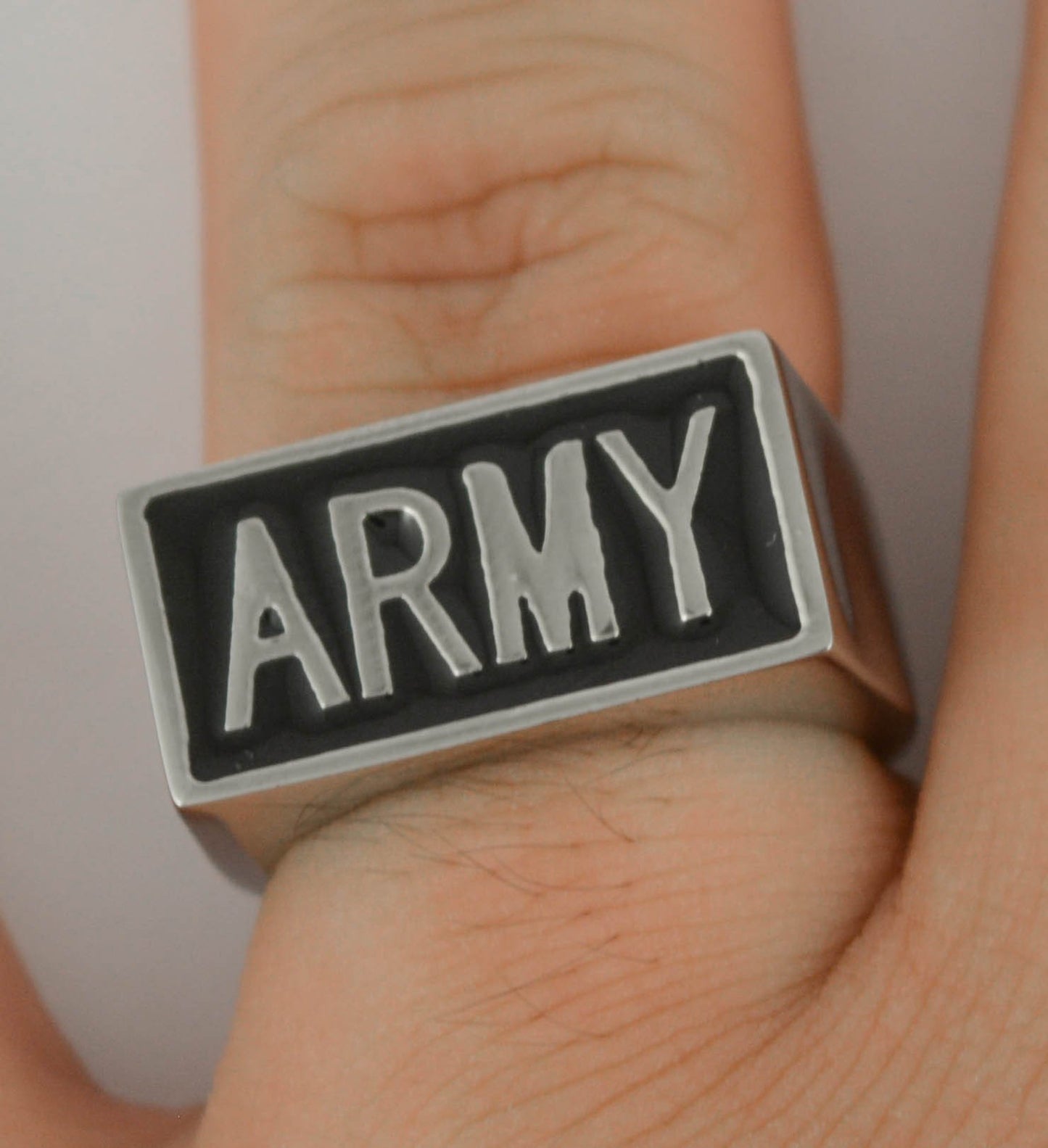 Gents Army Ring Stainless Steel Military Jewelry 316L
