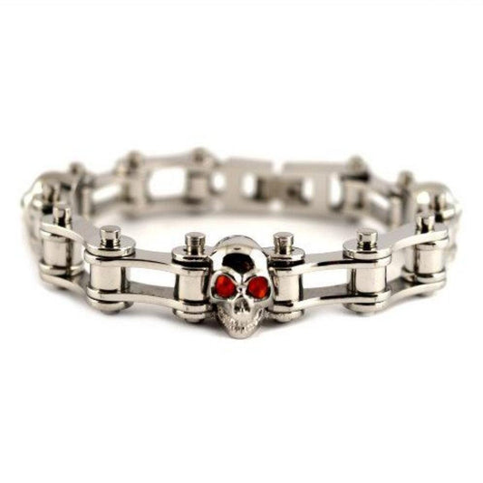1/2 Wide All Silver Red Stones