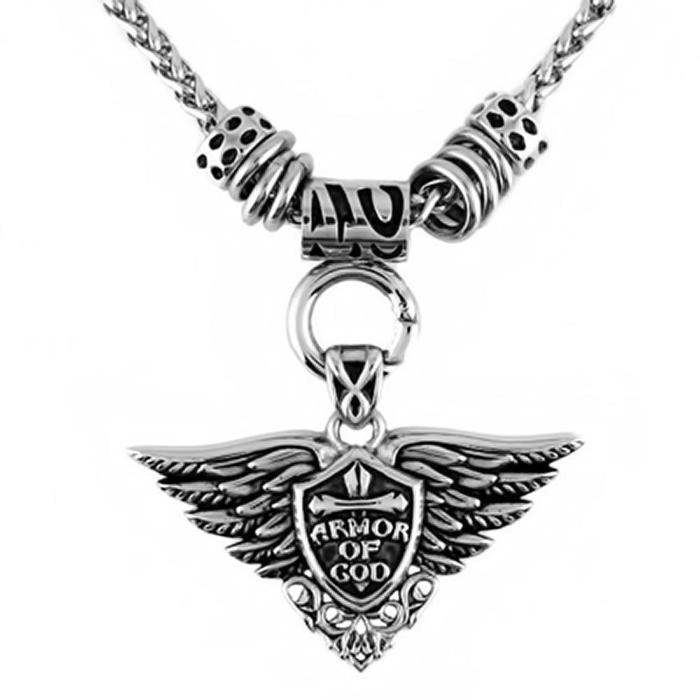 Armor Of God Pendant with 19" Chain Stainless Steel Motorcycle Jewelry