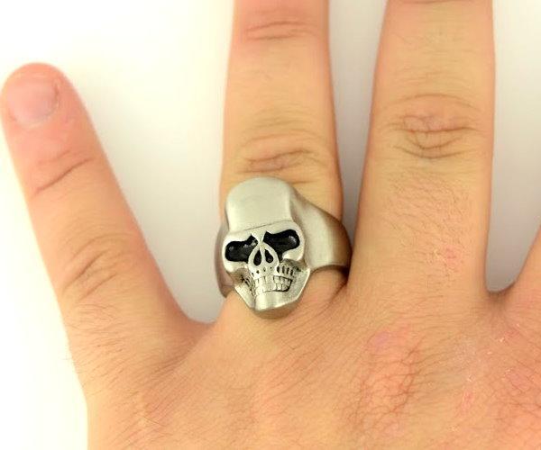 Gents Brushed Ring Stainless Steel Motorcycle Biker Ring
