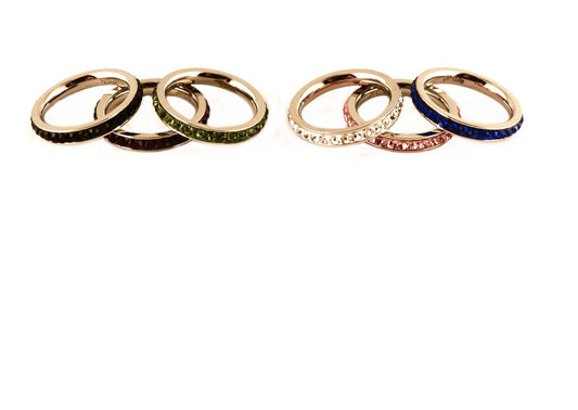 Women's Single Row Stone Ring Stainless Steel Blue Black White Green Pink Purple 5 10