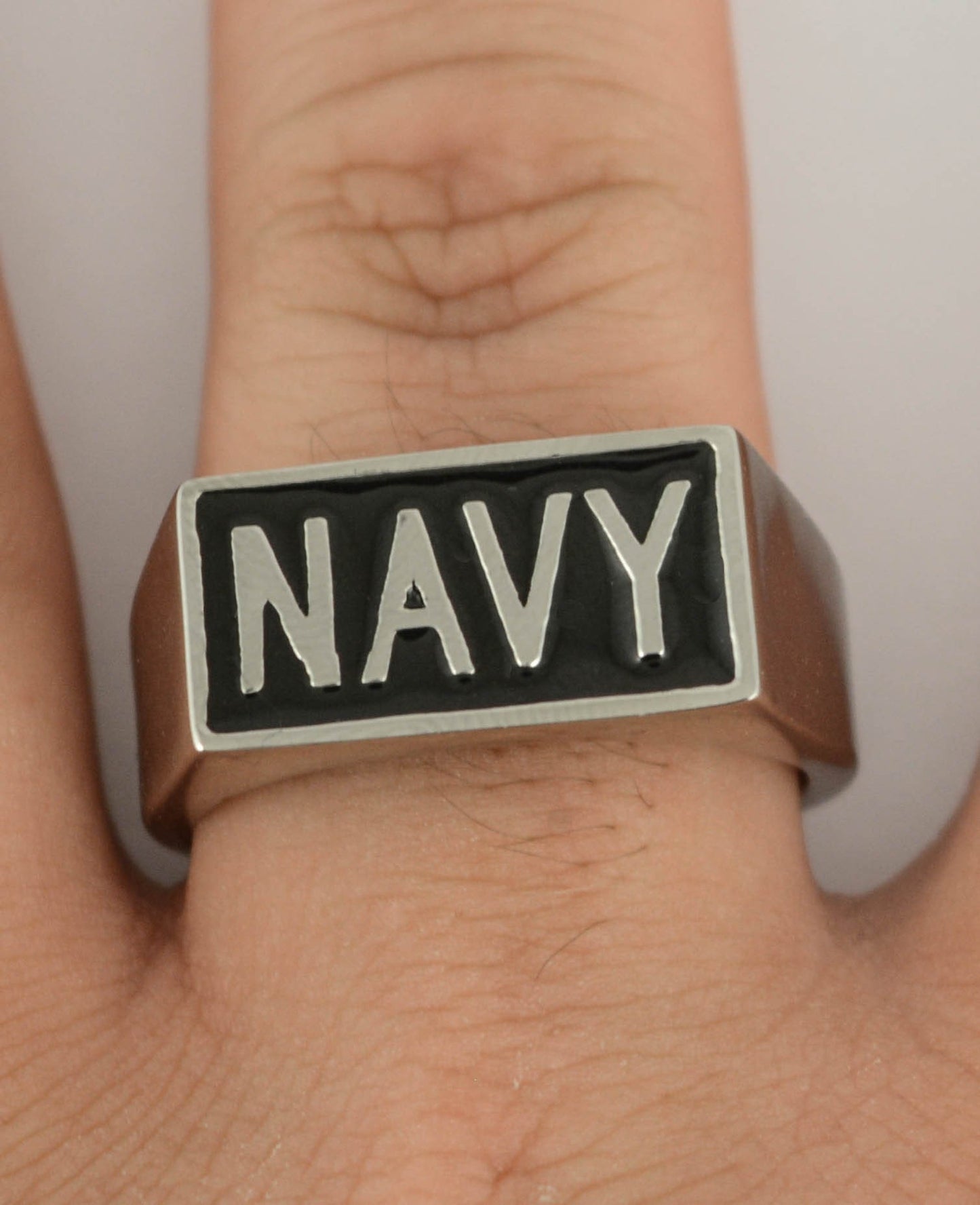 Gents Navy Ring Stainless Steel Military Jewelry 316L