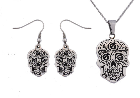 Sugar Pendant Matching Earrings with Omega Necklace Stainless Steel Jewelry