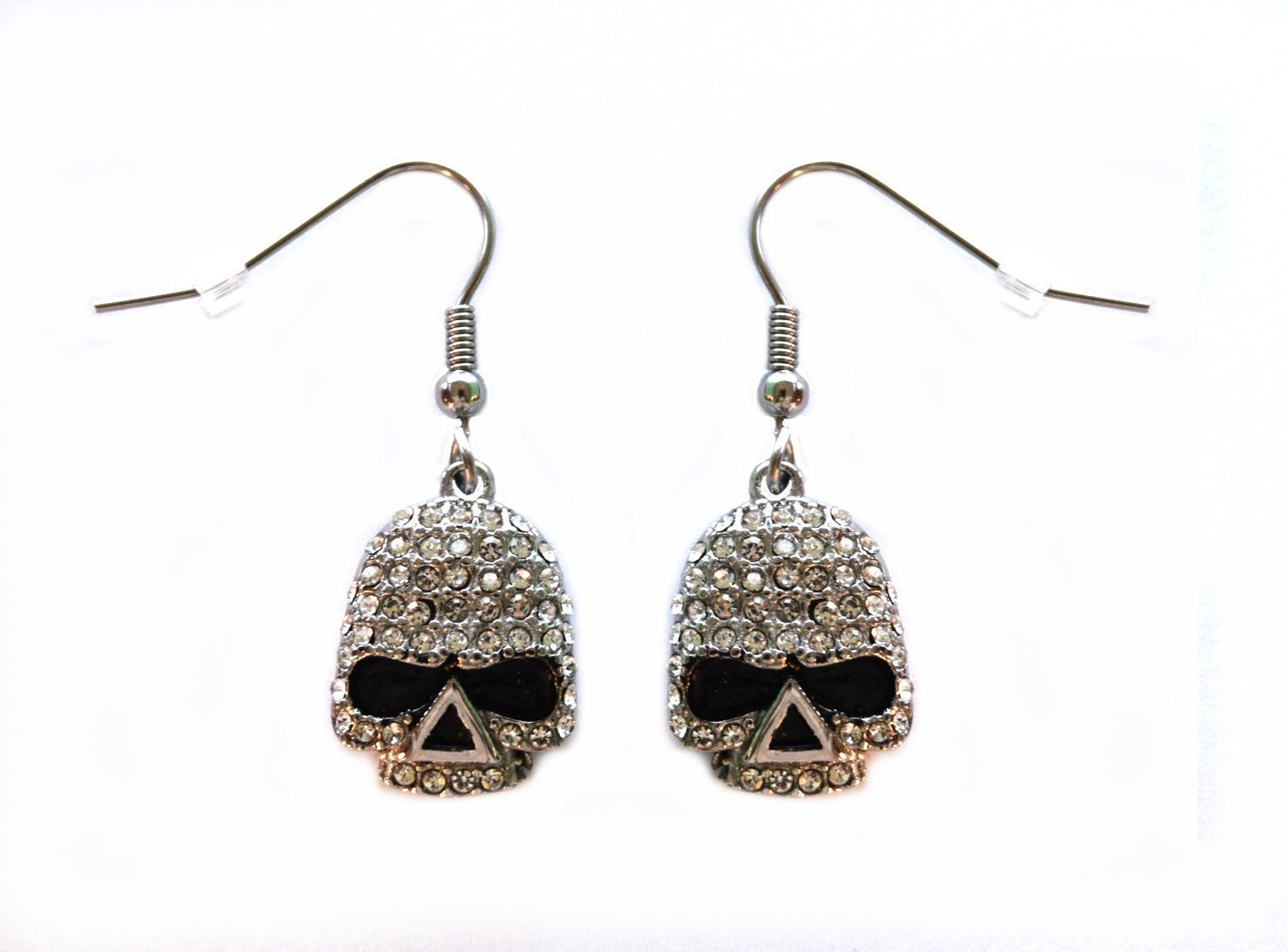 Earrings Stainless Steel Embellished Imitation Diamonds French Wire 5/8" Tall