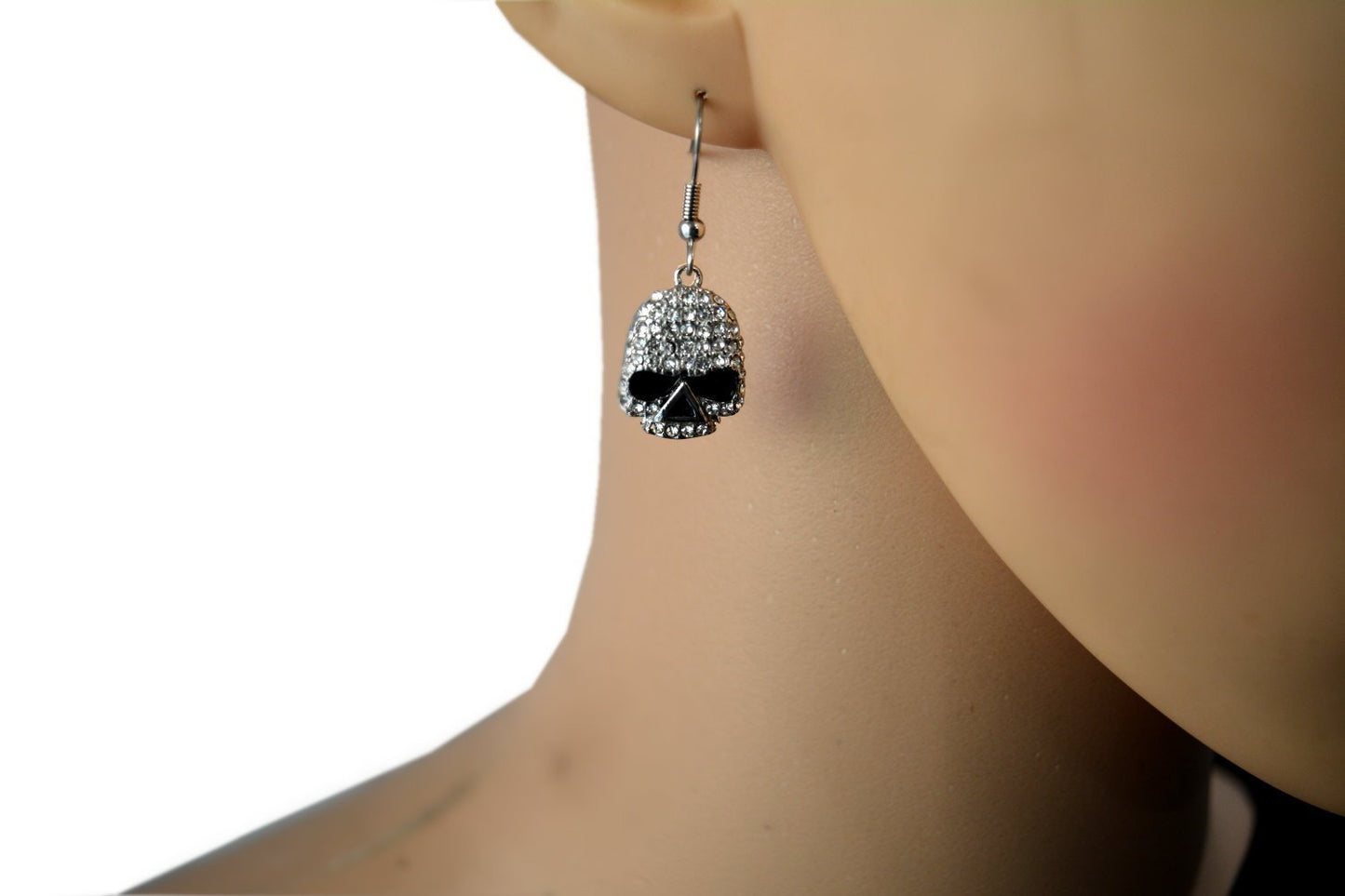 Earrings Stainless Steel Embellished Imitation Diamonds French Wire 5/8" Tall