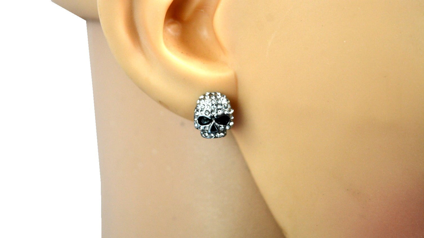 Small Earrings Stainless Steel Embellished Imitation Diamonds Post &amp; Nut 7/16" Tall