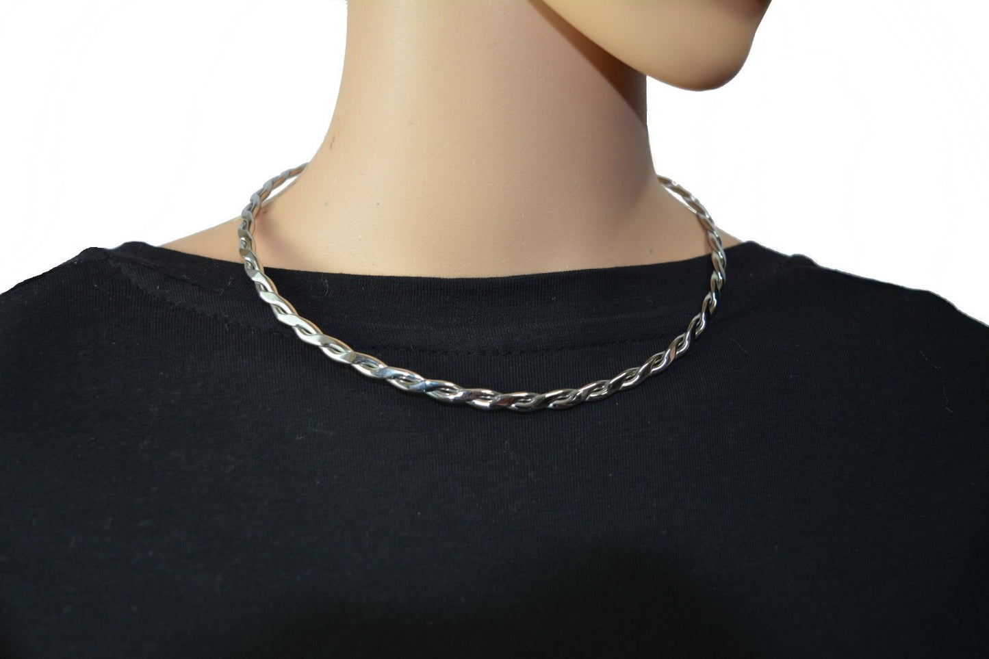Cuff Necklace Stainless Steel Double Twist