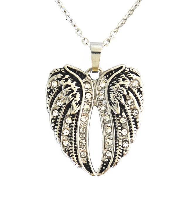 Women's Bling Wing Pendant with Necklace 19" Stainless Steel Motorcycle Jewelry