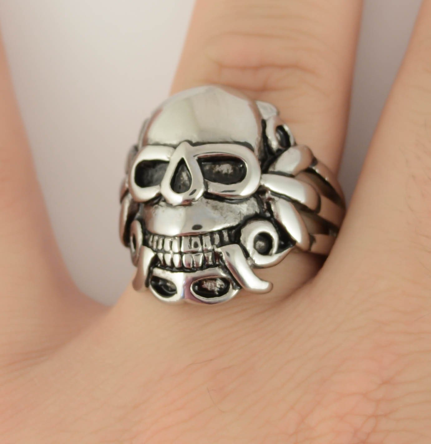 Gents Angel Ring Stainless Steel Solid Inside Biker Wear