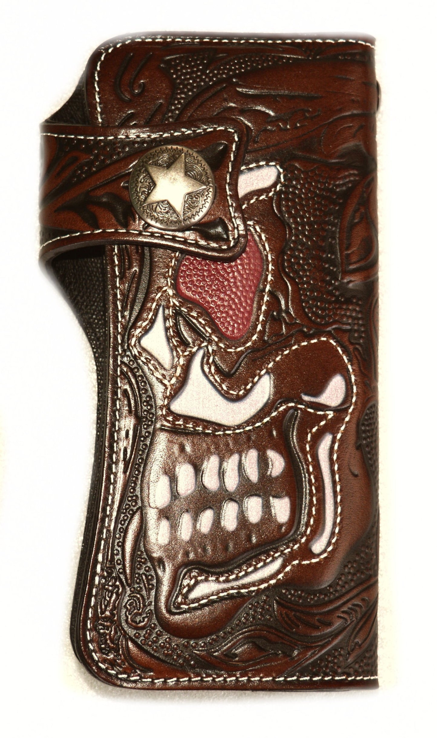 Leather Wallet Embossed White Stitching "Highest Quality Italian Leather"