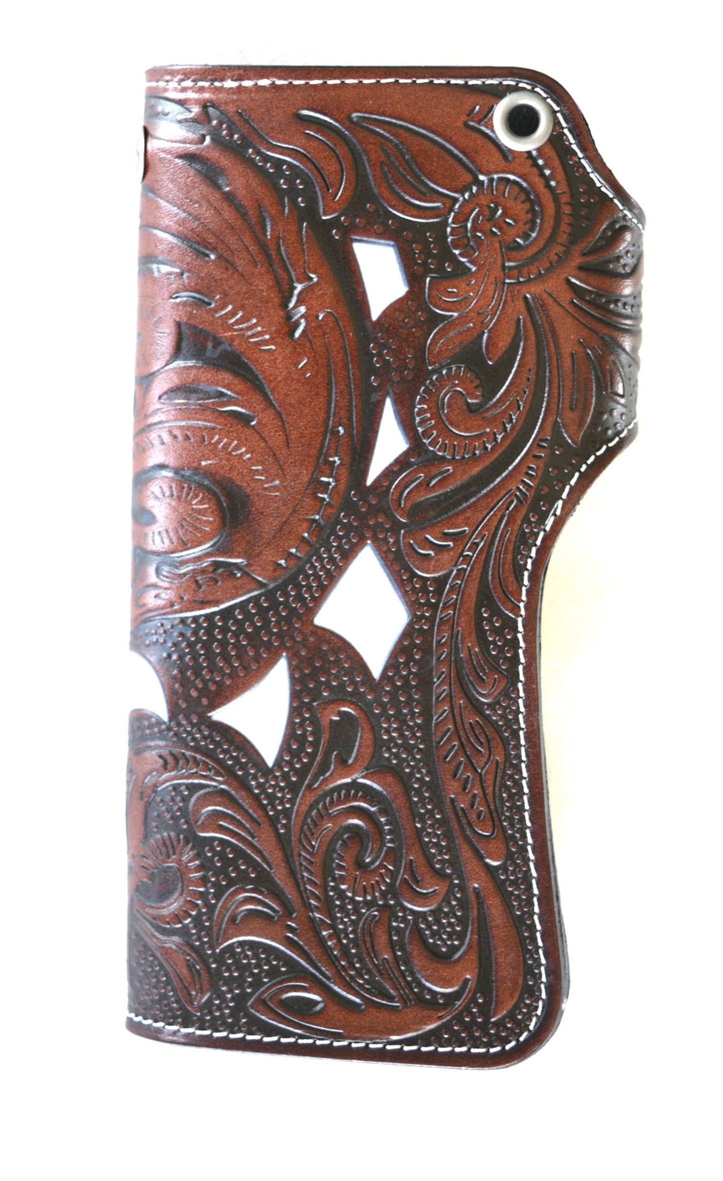Leather Wallet Embossed White Stitching "Highest Quality Italian Leather"