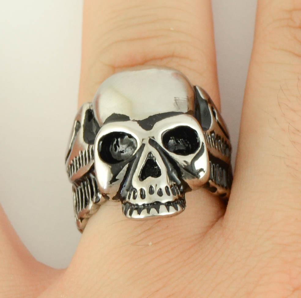 Gents Life After Death Winged Ring Stainless Steel Motorcycle Biker Jewelry