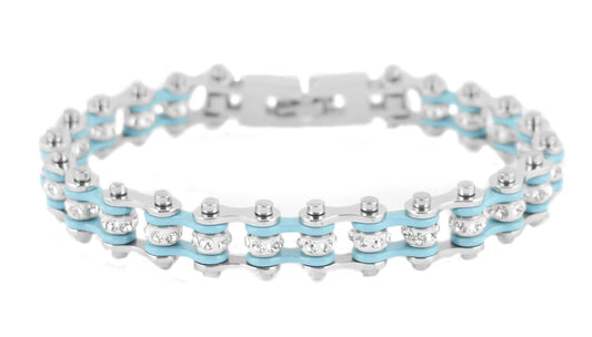 Two Tone Silver Turquoise Crystal Centers
