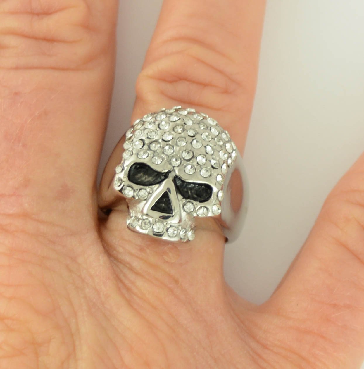 Women's Bling Imitation Diamond Ring Stainless Steel Motorcycle Jewelry