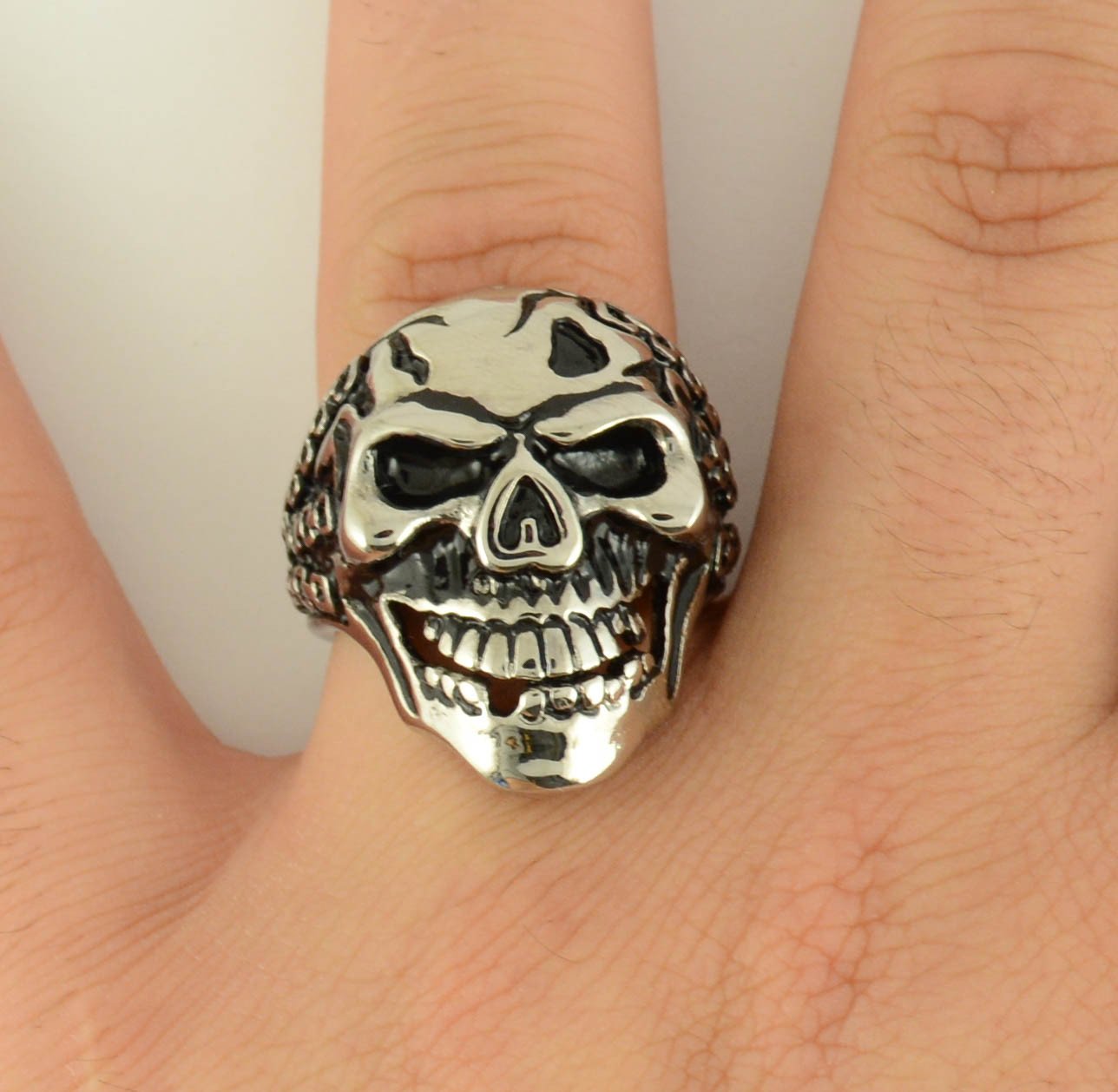 Gents Demon In Chains Ring Stainless Steel Motorcycle Biker Jewelry