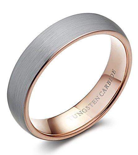 Tungary 6mm Mens Womens Tungsten Rings Wedding Engagement Band Promise Brushed Rose-Gold Size 4-14