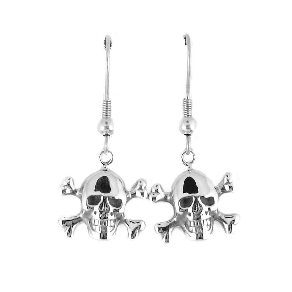 Bones French Wire Earrings Stainless Steel Motorcycle Biker Jewelry