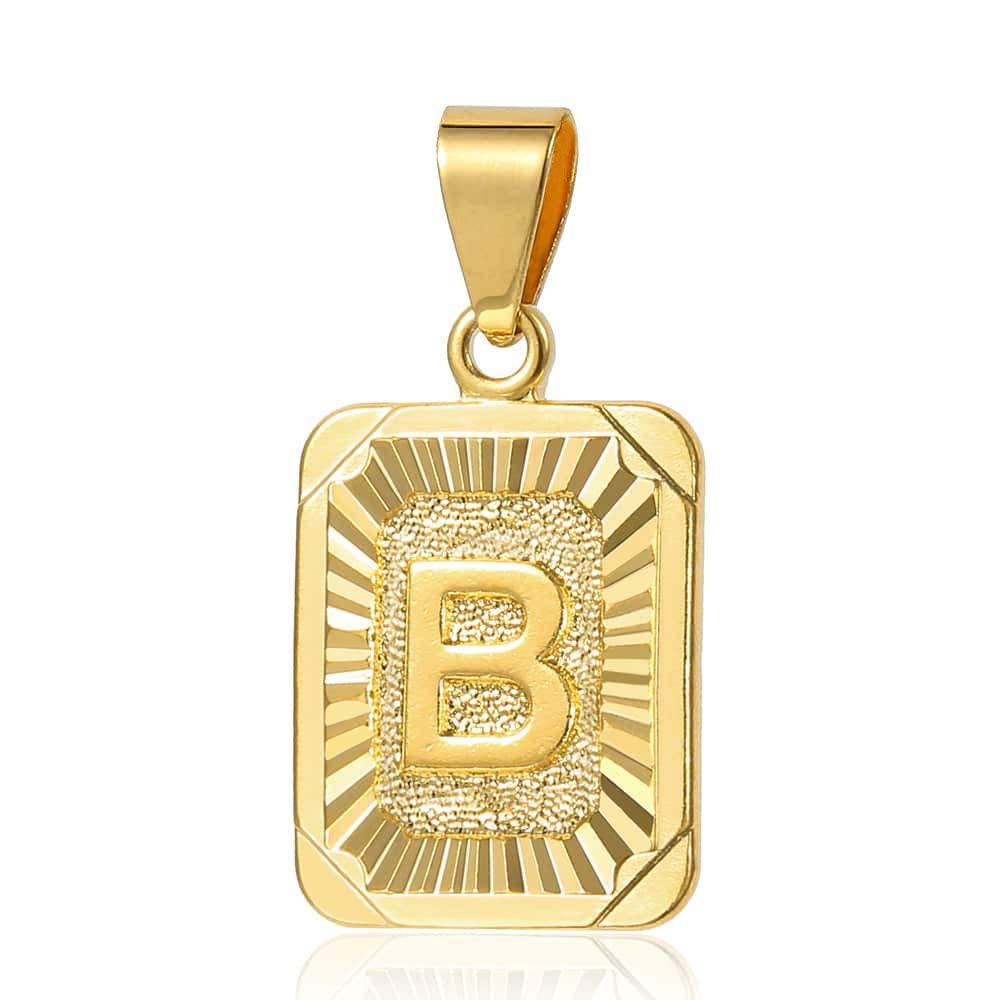 Trendsmax Initial Letter Pendant Necklace Mens Womens Capital Letter Yellow Gold Plated A Z Stainless Steel Box Chain 22inch