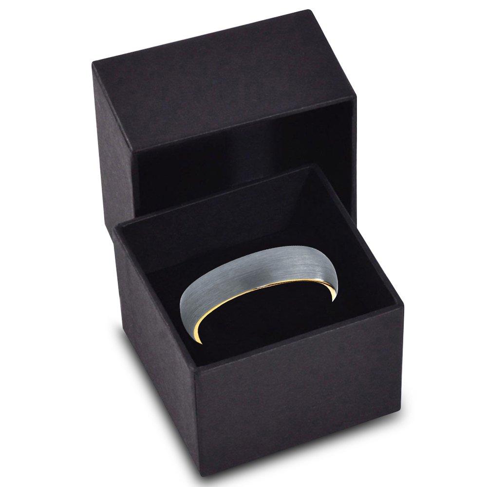 Charming Jewelers 18K Rose Gold Plated Domed Brushed Tungsten Wedding Band Ring, 5mm