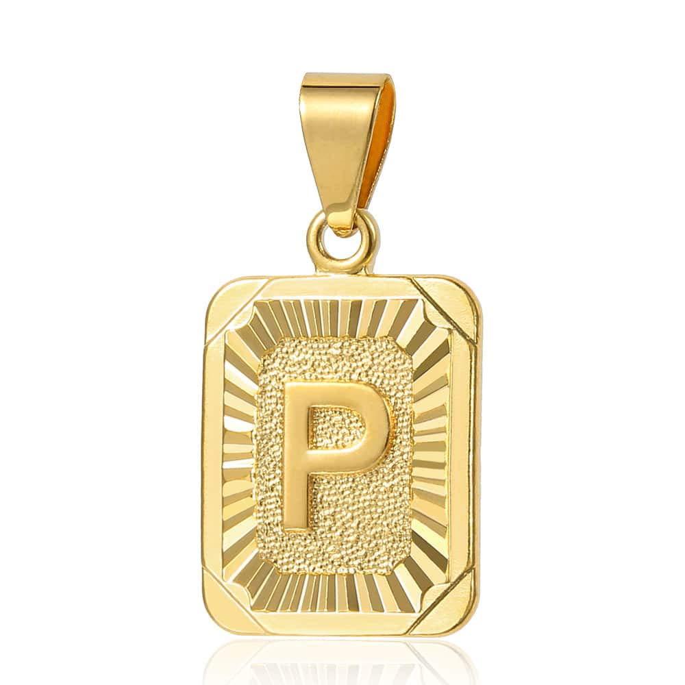 Trendsmax Initial Letter Pendant Necklace Mens Womens Capital Letter Yellow Gold Plated A Z Stainless Steel Box Chain 22inch