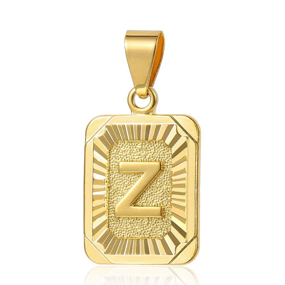 Trendsmax Initial Letter Pendant Necklace Mens Womens Capital Letter Yellow Gold Plated A Z Stainless Steel Box Chain 22inch