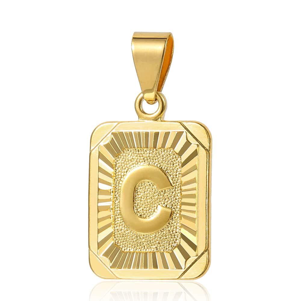 Trendsmax Initial Letter Pendant Necklace Mens Womens Capital Letter Yellow Gold Plated A Z Stainless Steel Box Chain 22inch