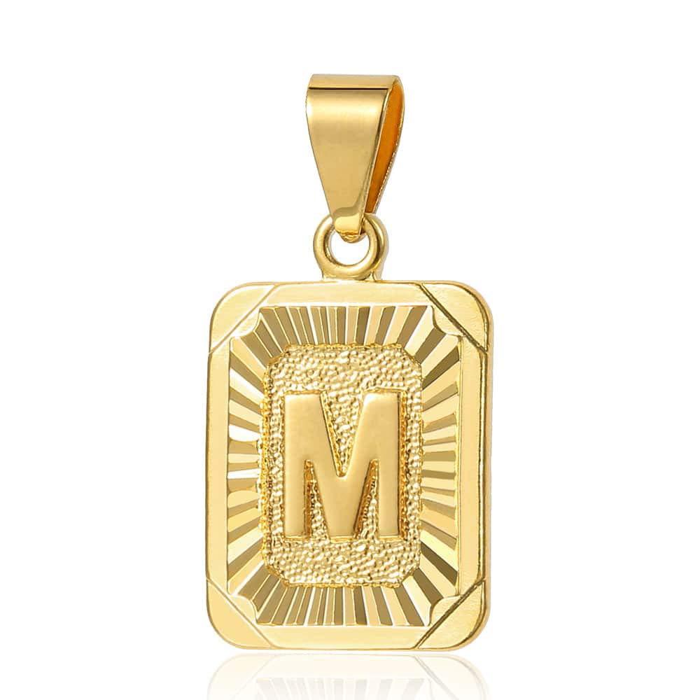 Trendsmax Initial Letter Pendant Necklace Mens Womens Capital Letter Yellow Gold Plated A Z Stainless Steel Box Chain 22inch