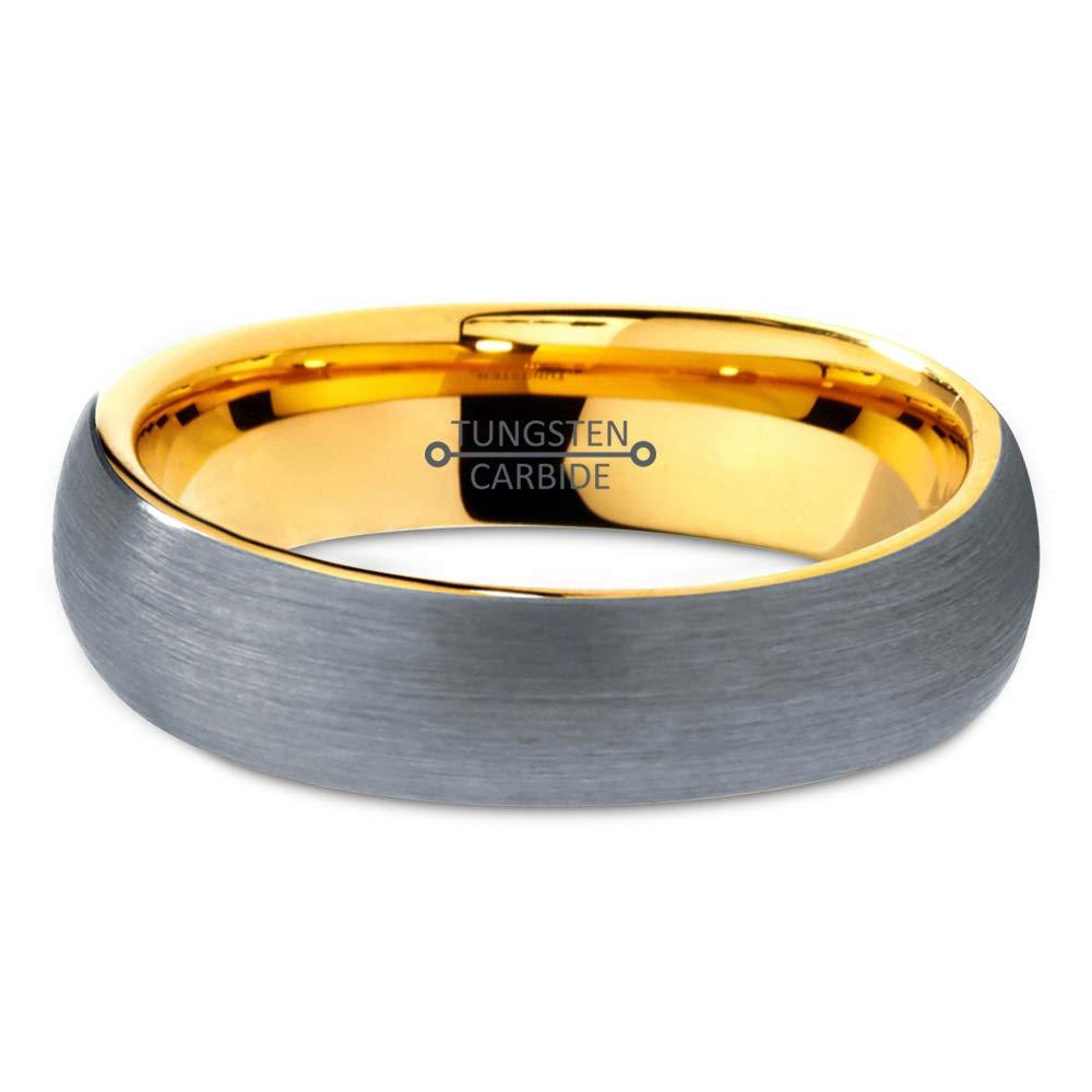 Charming Jewelers 18K Rose Gold Plated Domed Brushed Tungsten Wedding Band Ring, 5mm
