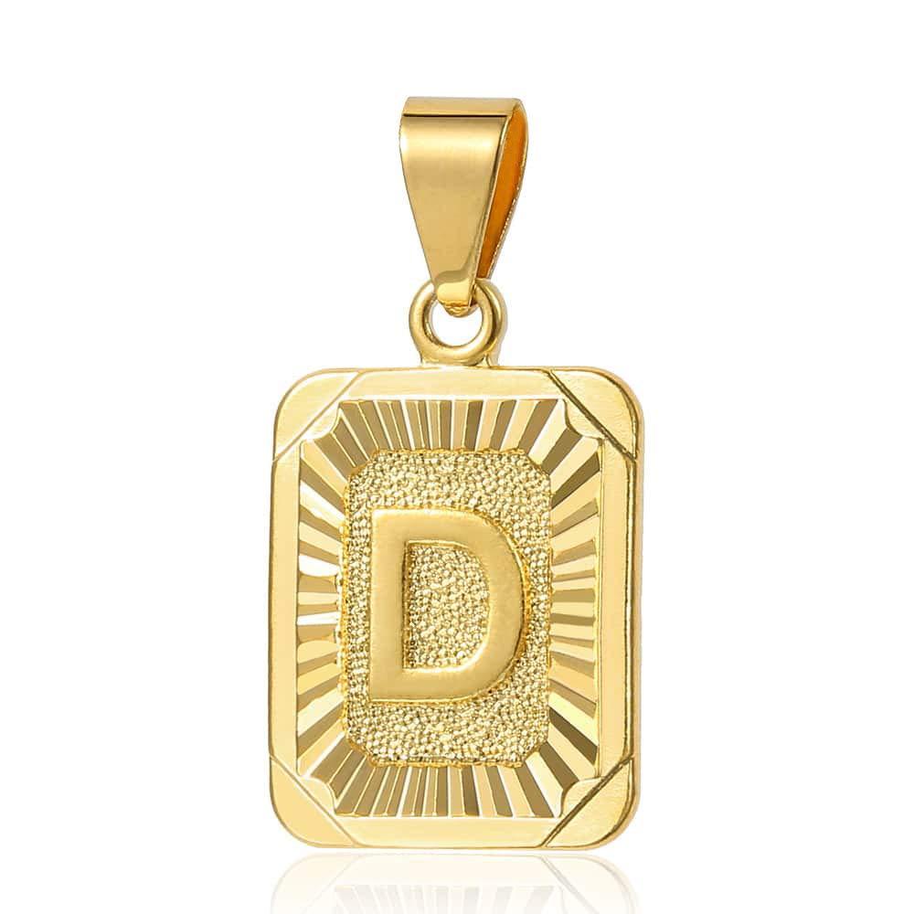 Trendsmax Initial Letter Pendant Necklace Mens Womens Capital Letter Yellow Gold Plated A Z Stainless Steel Box Chain 22inch