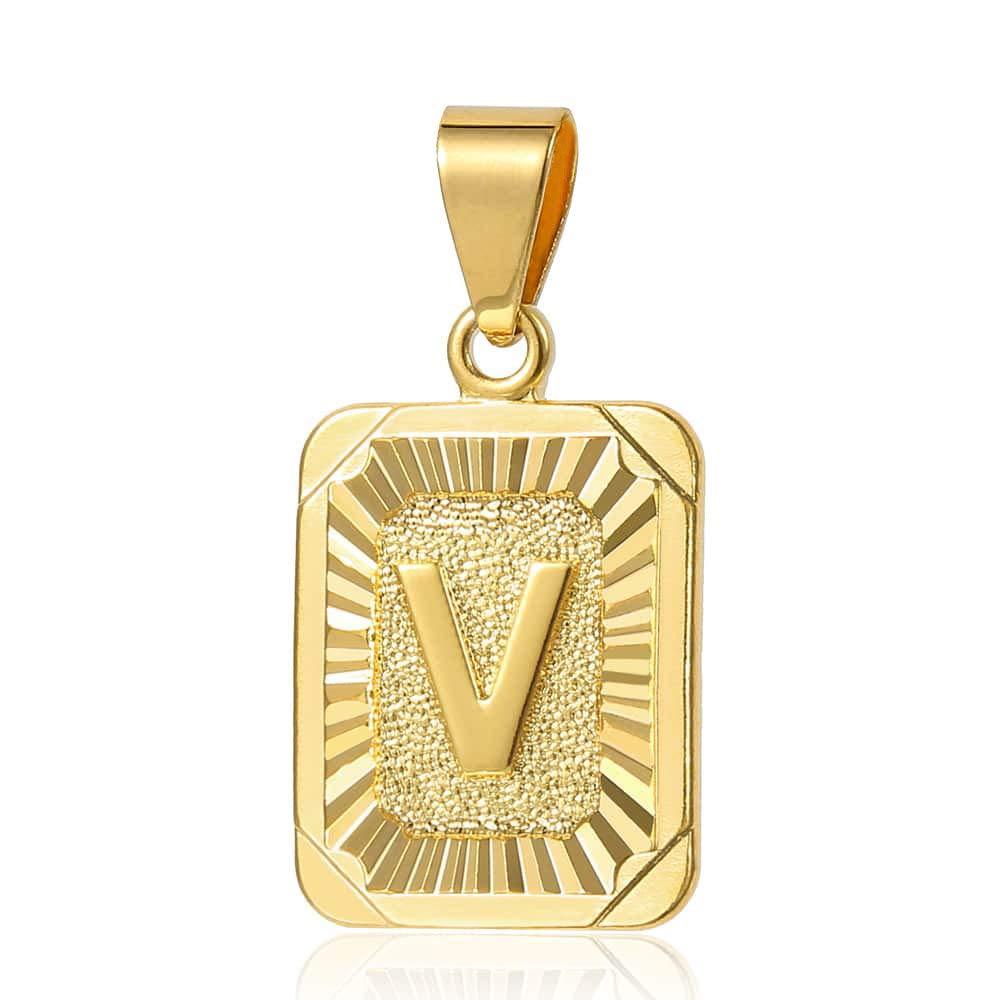Trendsmax Initial Letter Pendant Necklace Mens Womens Capital Letter Yellow Gold Plated A Z Stainless Steel Box Chain 22inch
