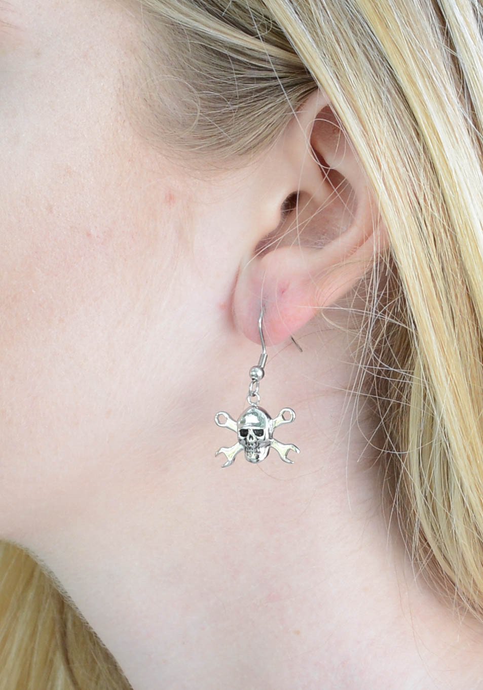 Wrenches French Wire Earrings Stainless Steel Motorcycle Biker Jewelry