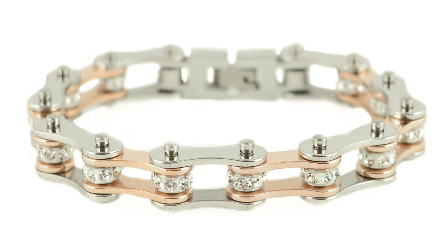 Two Tone Silver Rose Gold Crystal Centers