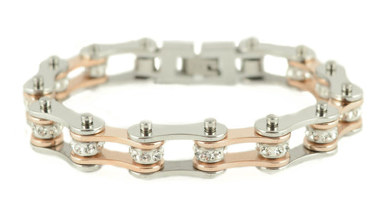 Two Tone Silver Rose Gold Crystal Centers