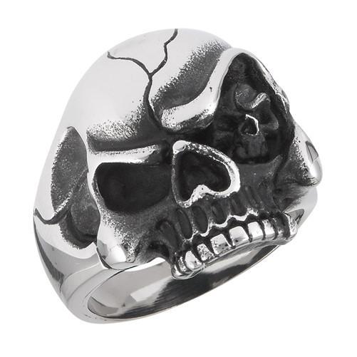 Stainless Steel Cracked Skull Ring