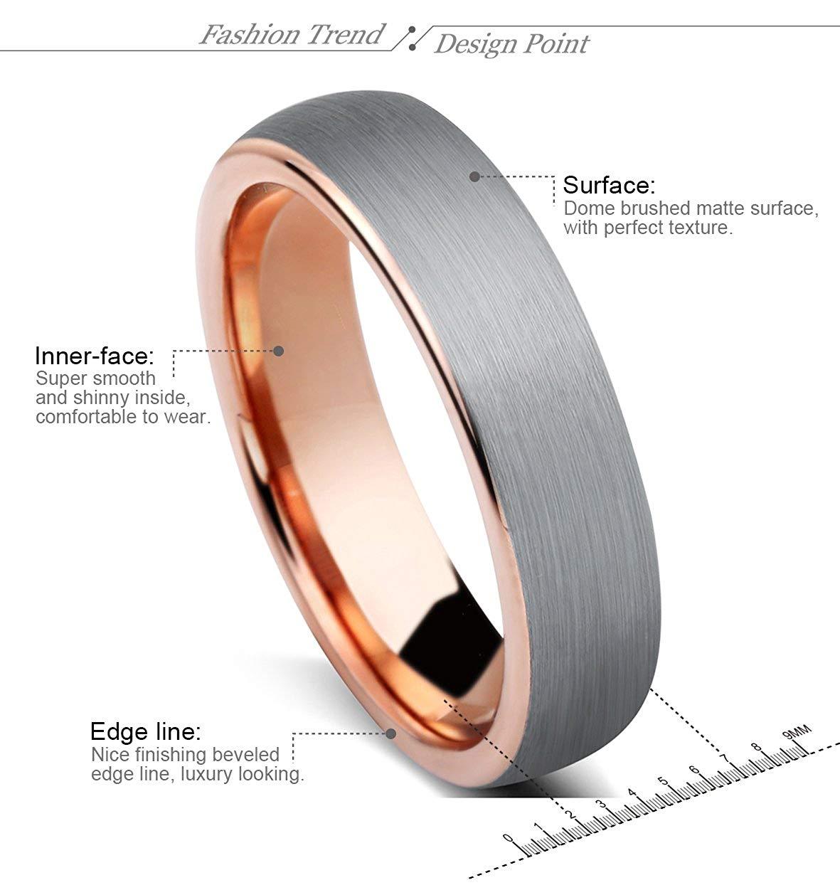 Tungary Women Tungsten Rings for Men Wedding Engagement Band Promise Brushed 5mm Size 4-13