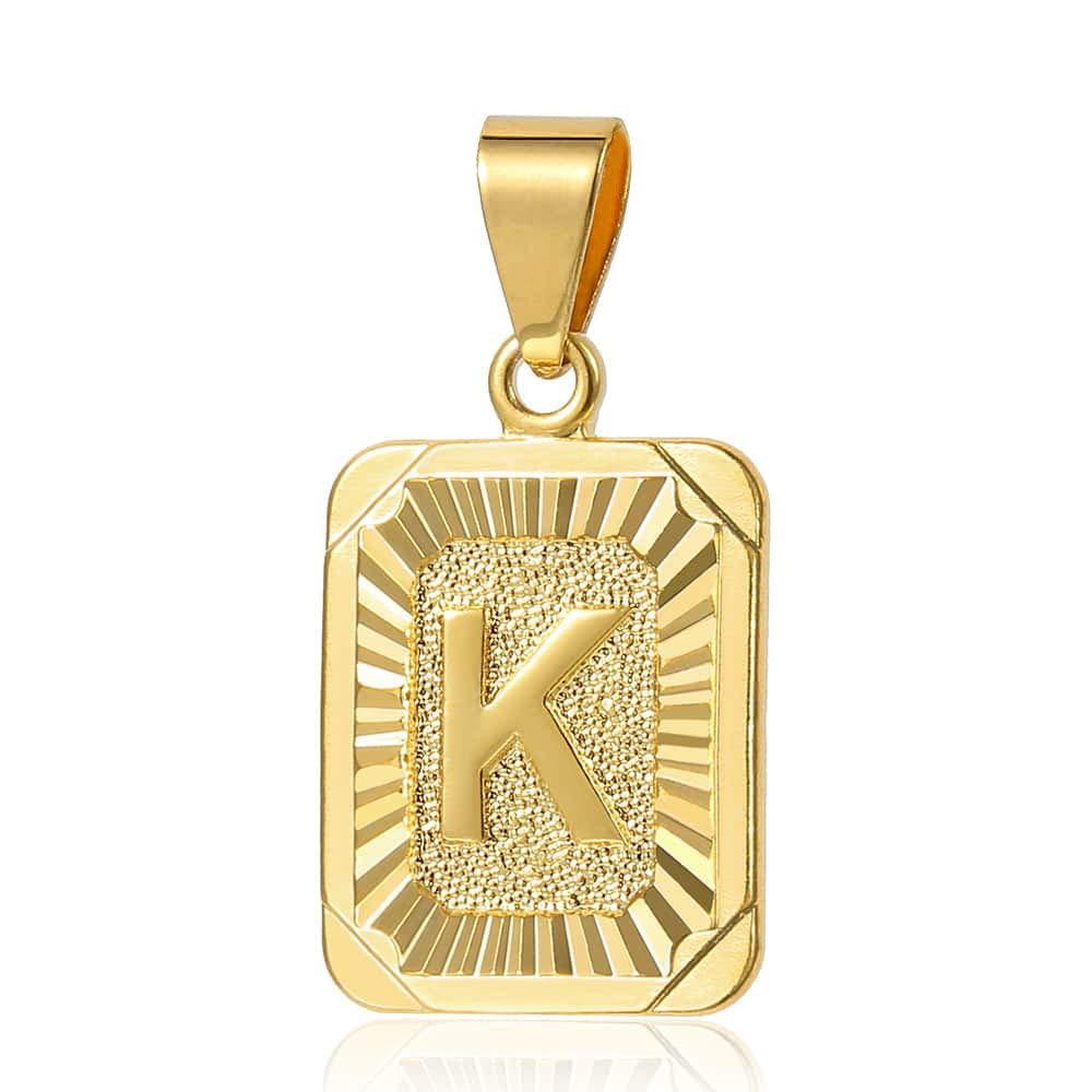 Trendsmax Initial Letter Pendant Necklace Mens Womens Capital Letter Yellow Gold Plated A Z Stainless Steel Box Chain 22inch