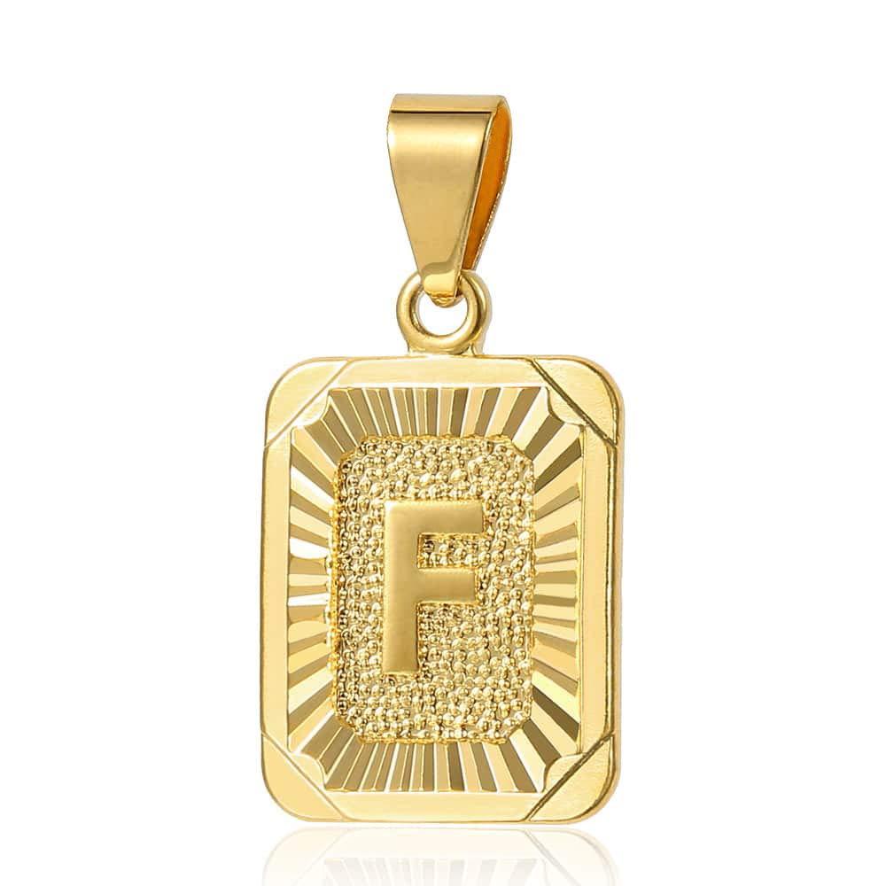 Trendsmax Initial Letter Pendant Necklace Mens Womens Capital Letter Yellow Gold Plated A Z Stainless Steel Box Chain 22inch