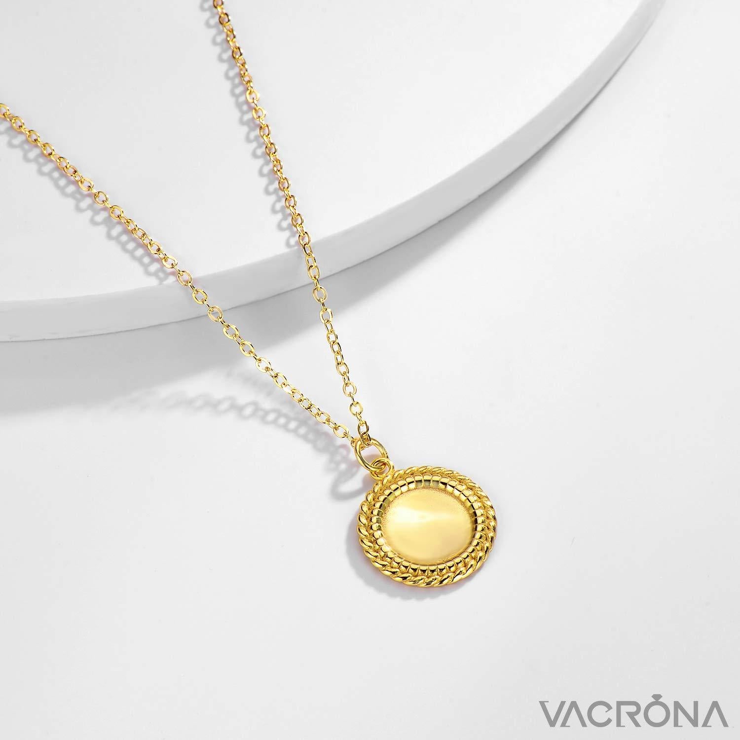 VACRONA Gold Coin Pendant Necklaces,18K Gold Filled Circle Engraved Vintage Disc Special Coin Dainty Handmade Necklaces for Women
