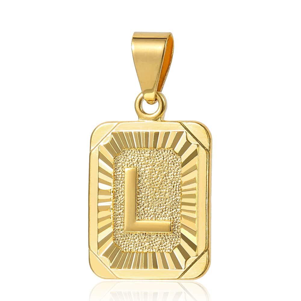 Trendsmax Initial Letter Pendant Necklace Mens Womens Capital Letter Yellow Gold Plated A Z Stainless Steel Box Chain 22inch