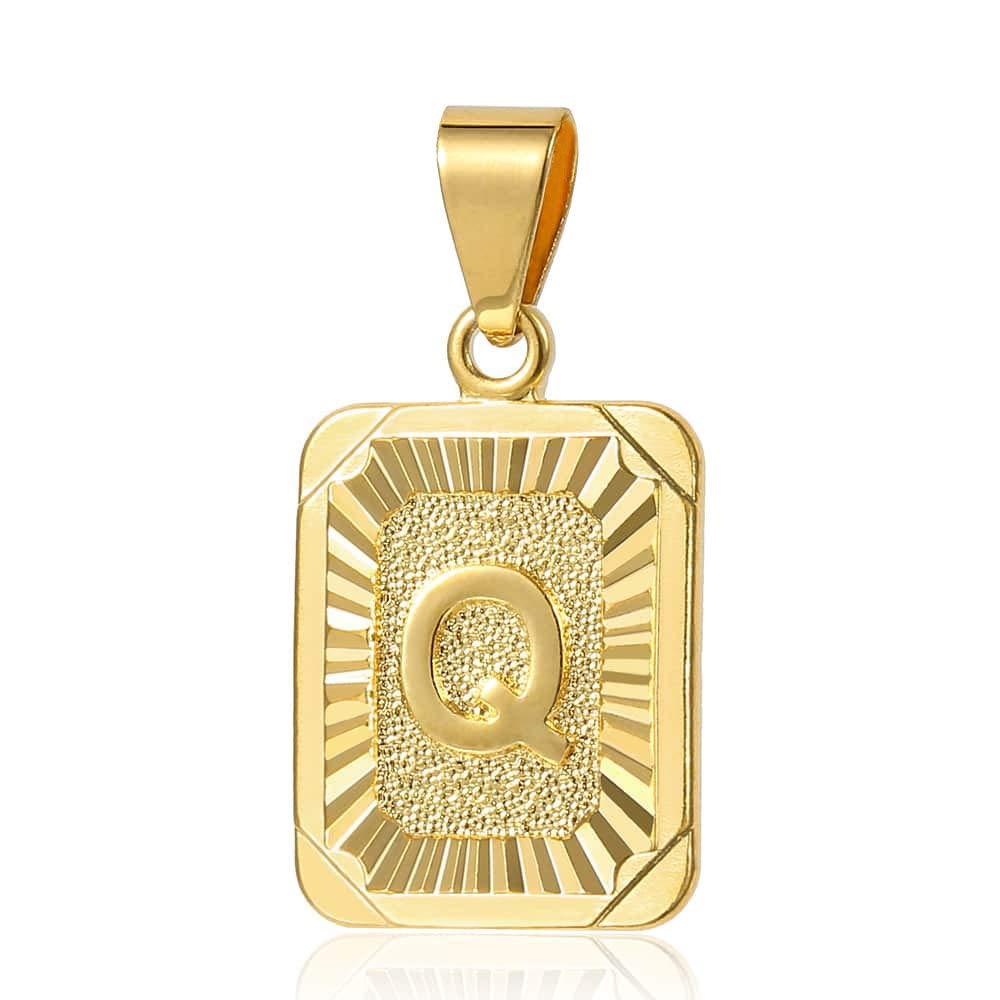 Trendsmax Initial Letter Pendant Necklace Mens Womens Capital Letter Yellow Gold Plated A Z Stainless Steel Box Chain 22inch