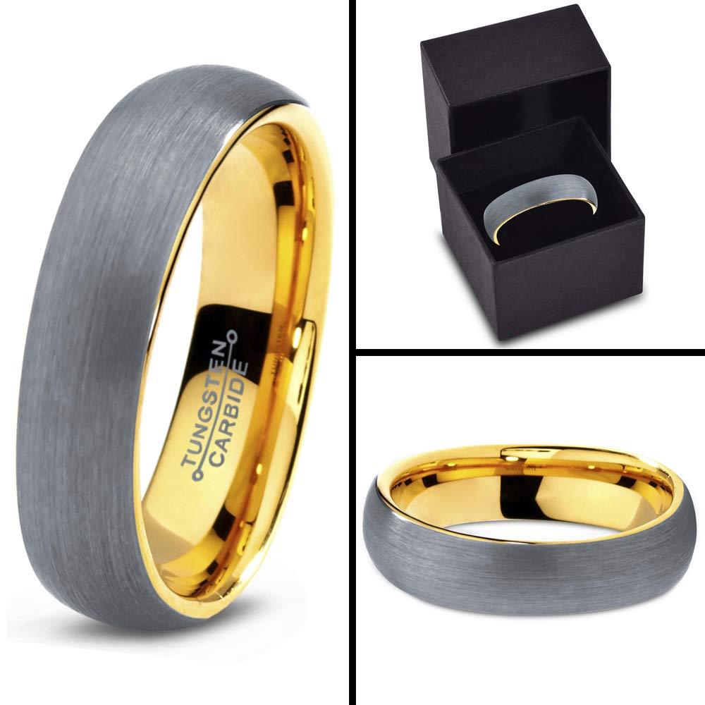 Charming Jewelers 18K Rose Gold Plated Domed Brushed Tungsten Wedding Band Ring, 5mm