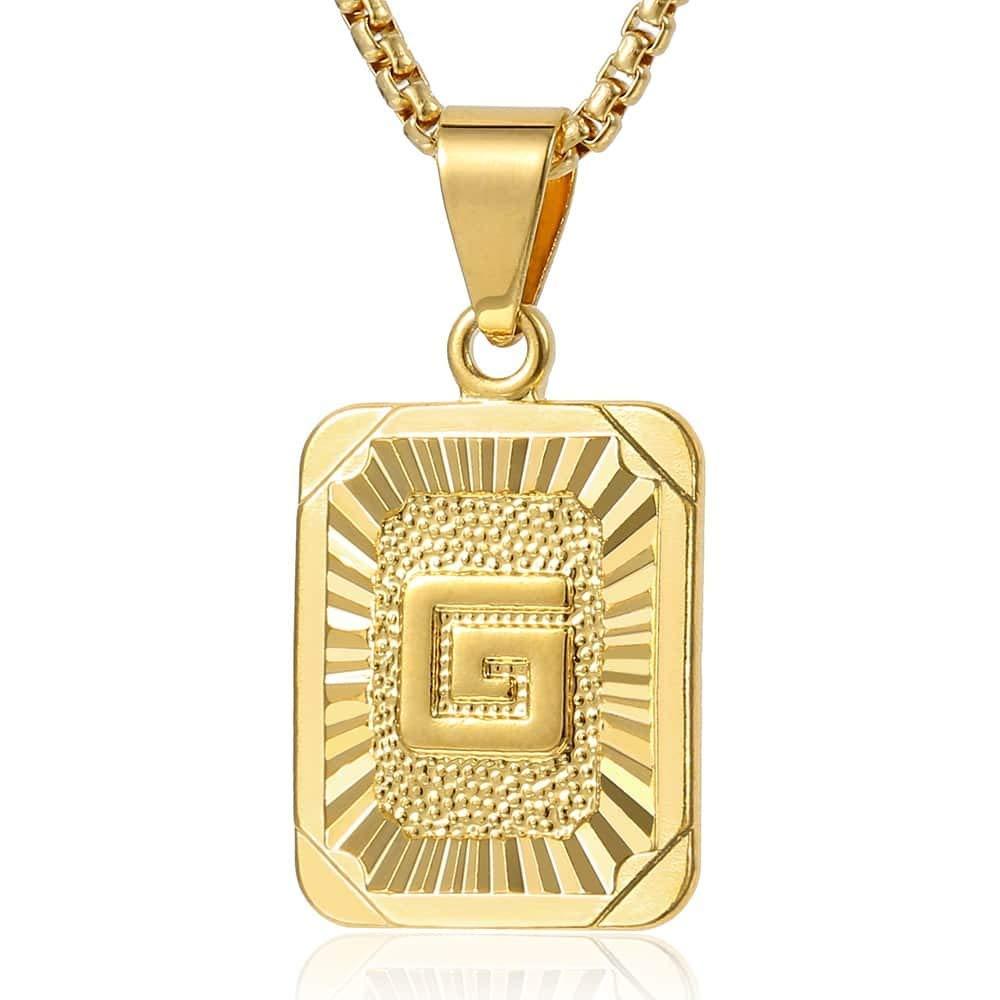 Trendsmax Initial Letter Pendant Necklace Mens Womens Capital Letter Yellow Gold Plated A Z Stainless Steel Box Chain 22inch