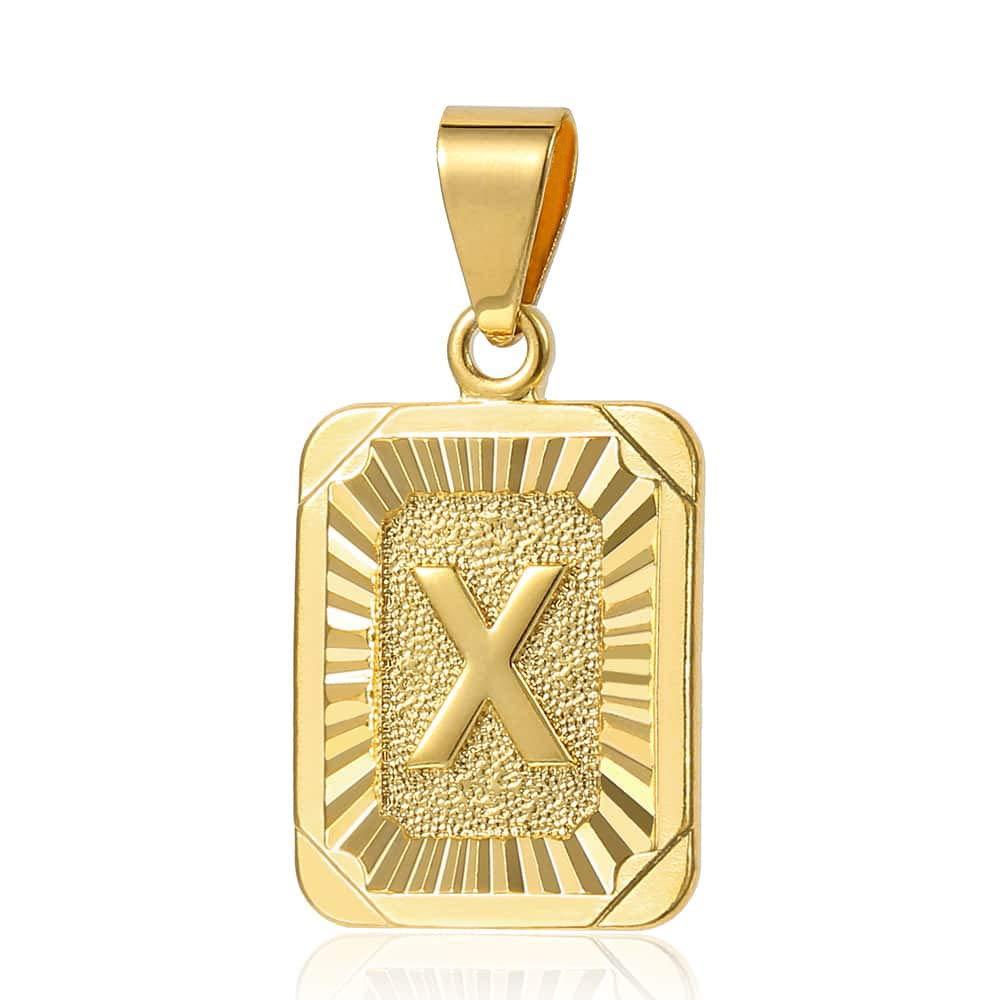 Trendsmax Initial Letter Pendant Necklace Mens Womens Capital Letter Yellow Gold Plated A Z Stainless Steel Box Chain 22inch