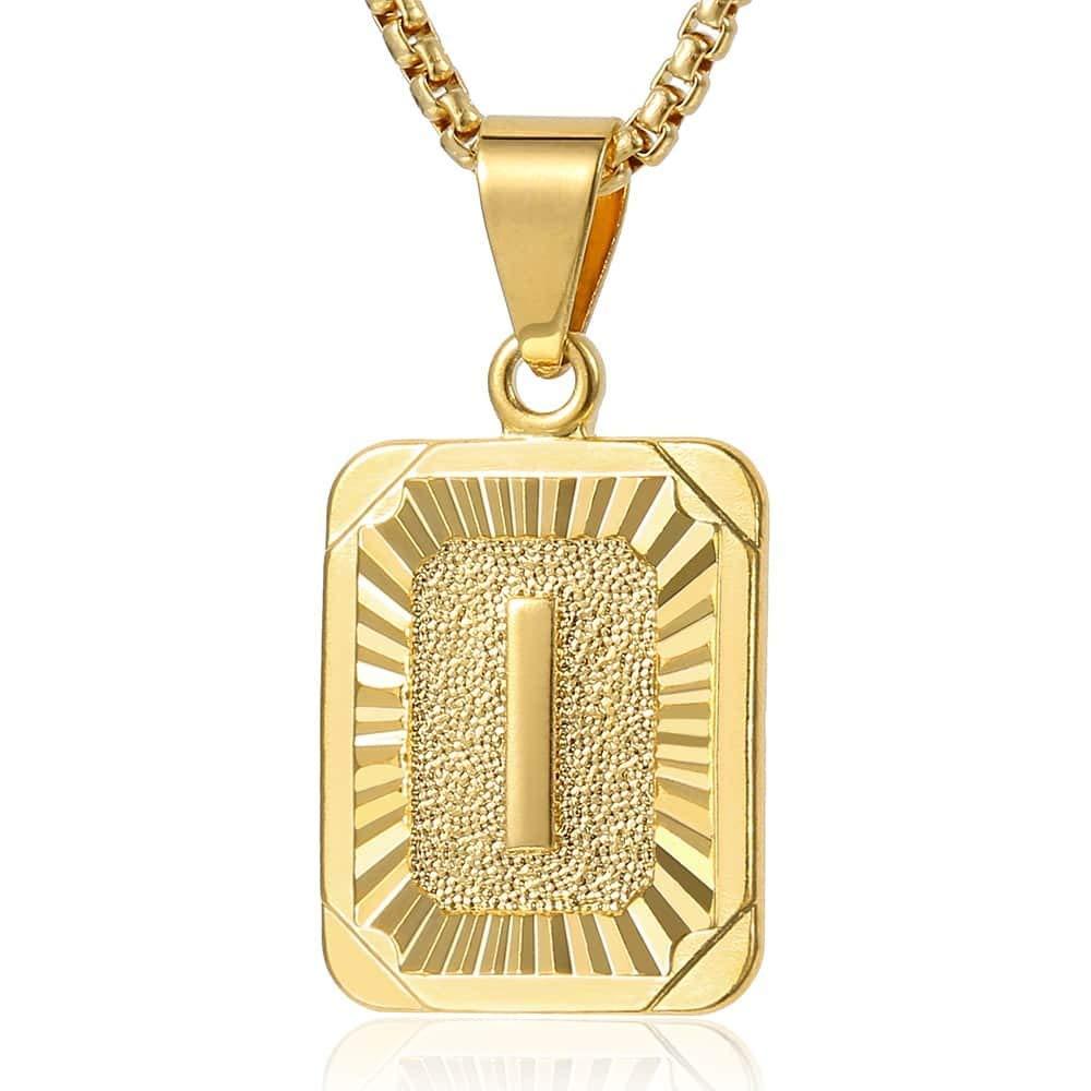 Trendsmax Initial Letter Pendant Necklace Mens Womens Capital Letter Yellow Gold Plated A Z Stainless Steel Box Chain 22inch