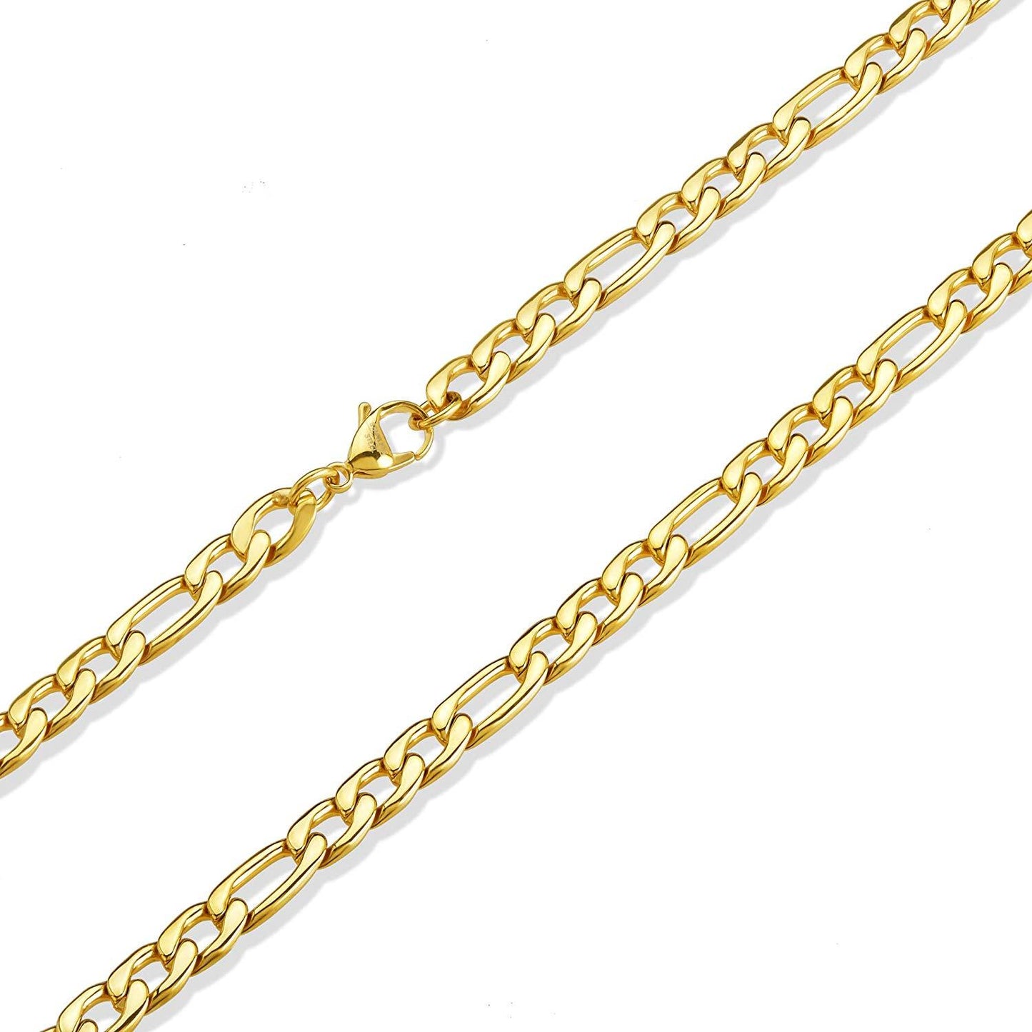 Crucible Jewelry Mens Gold IP Stainless Steel Figaro Chain Necklace, 24-Inch, Gold