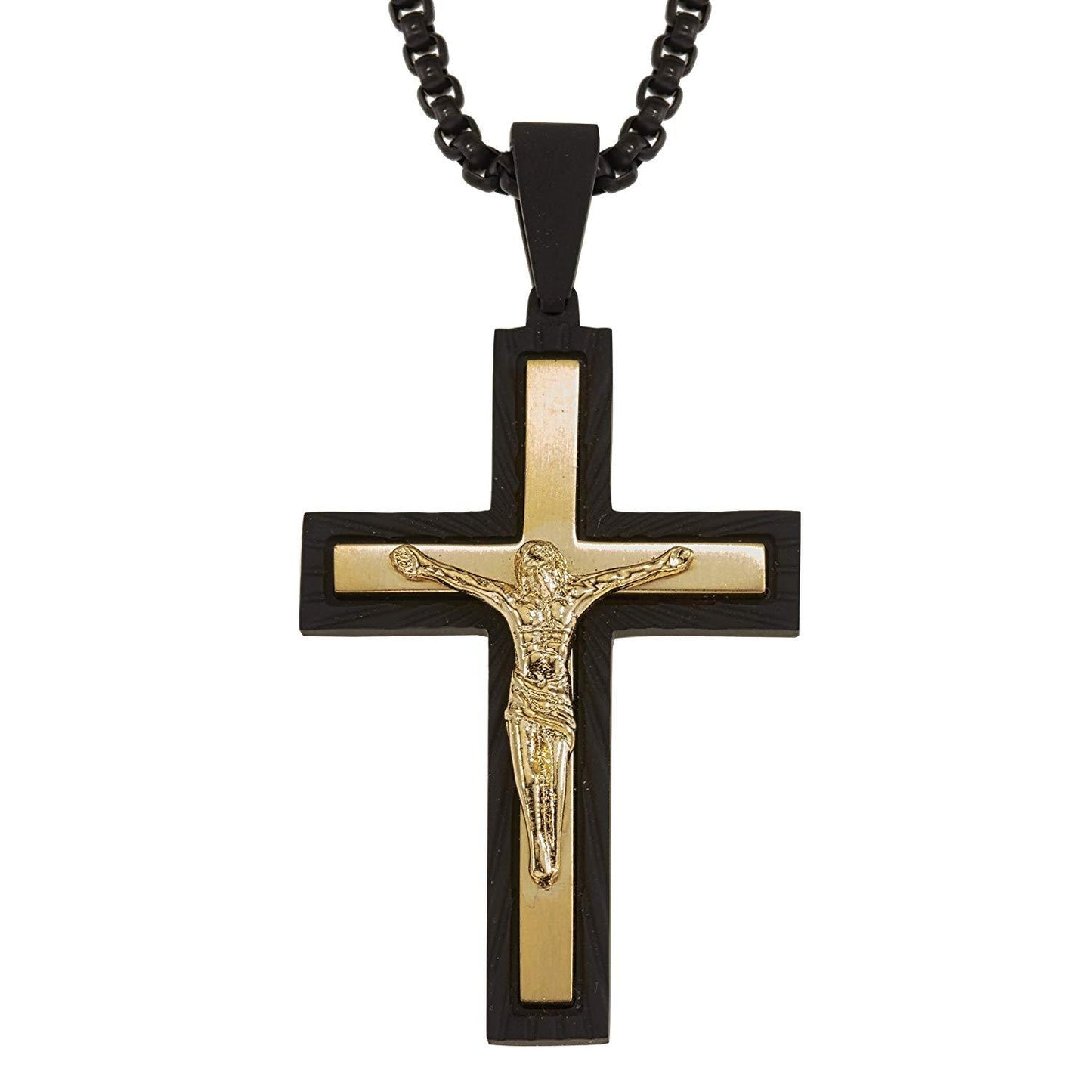 AX Jewelry Mens Crucifix Cross Pendant in Stainless Steel