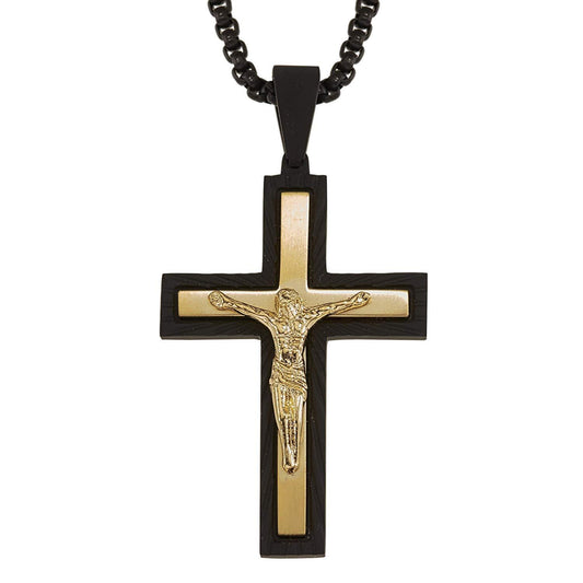 AX Jewelry Mens Crucifix Cross Pendant in Stainless Steel