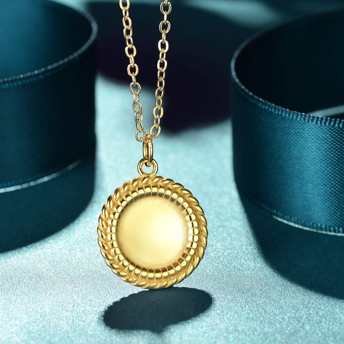 VACRONA Gold Coin Pendant Necklaces,18K Gold Filled Circle Engraved Vintage Disc Special Coin Dainty Handmade Necklaces for Women