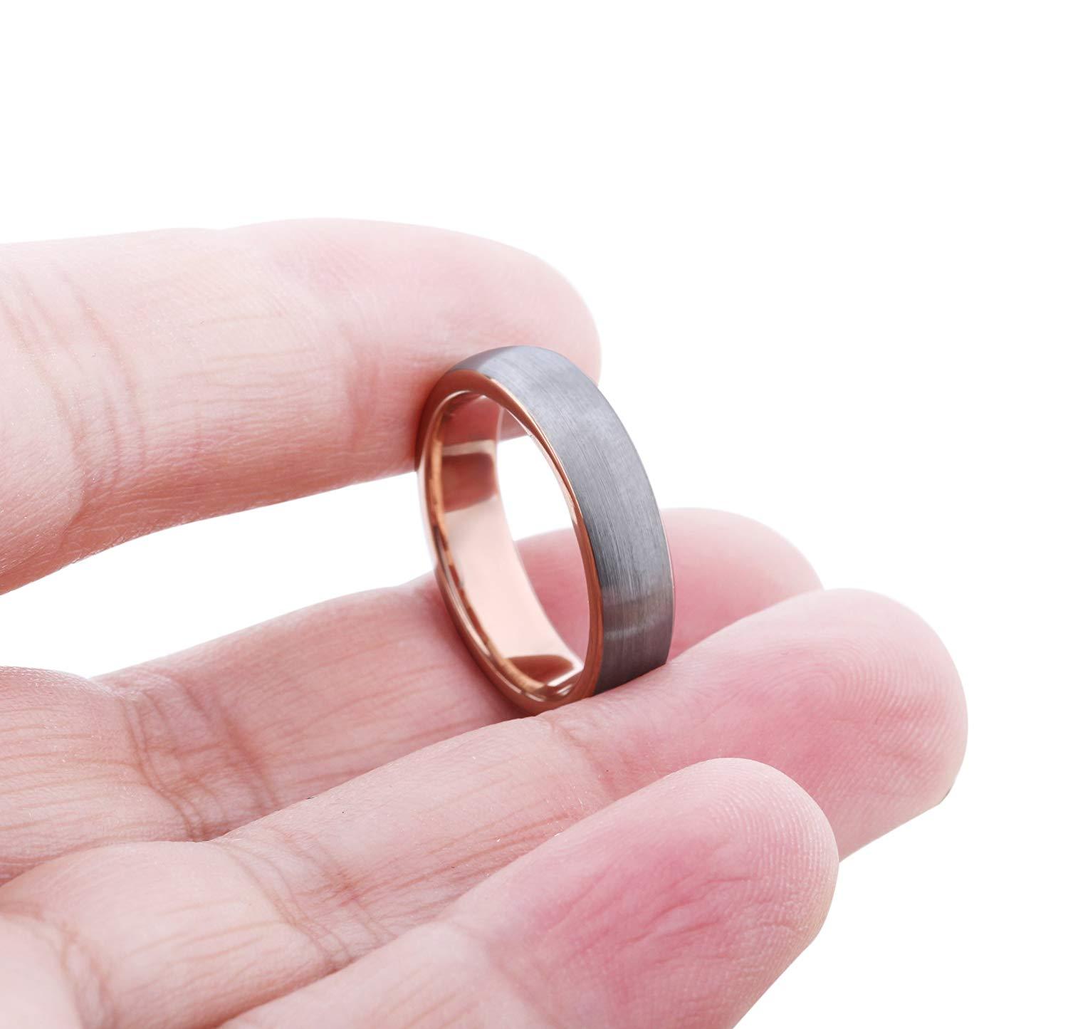 Tungary Women Tungsten Rings for Men Wedding Engagement Band Promise Brushed 5mm Size 4-13