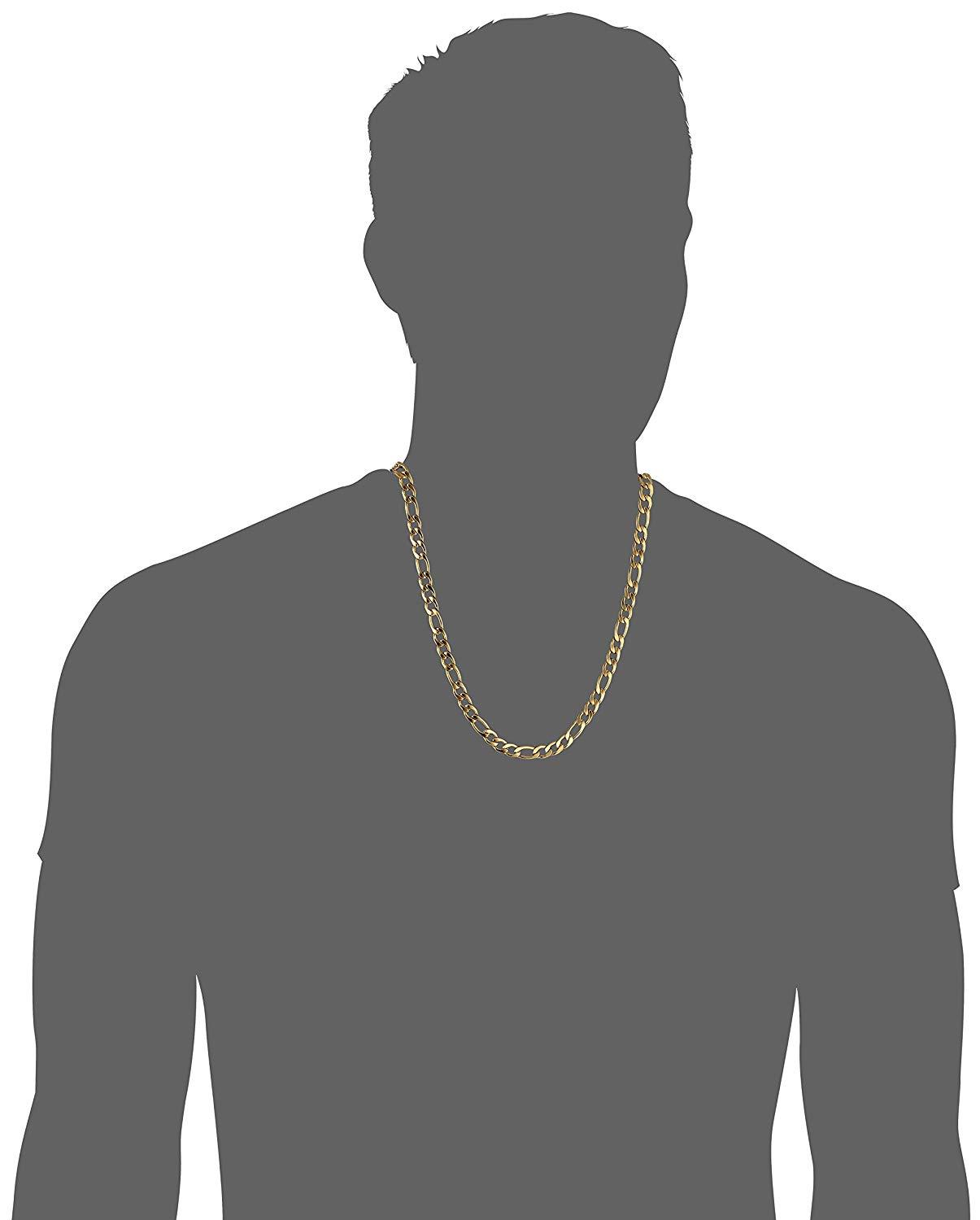 Crucible Jewelry Mens Gold IP Stainless Steel Figaro Chain Necklace, 24-Inch, Gold